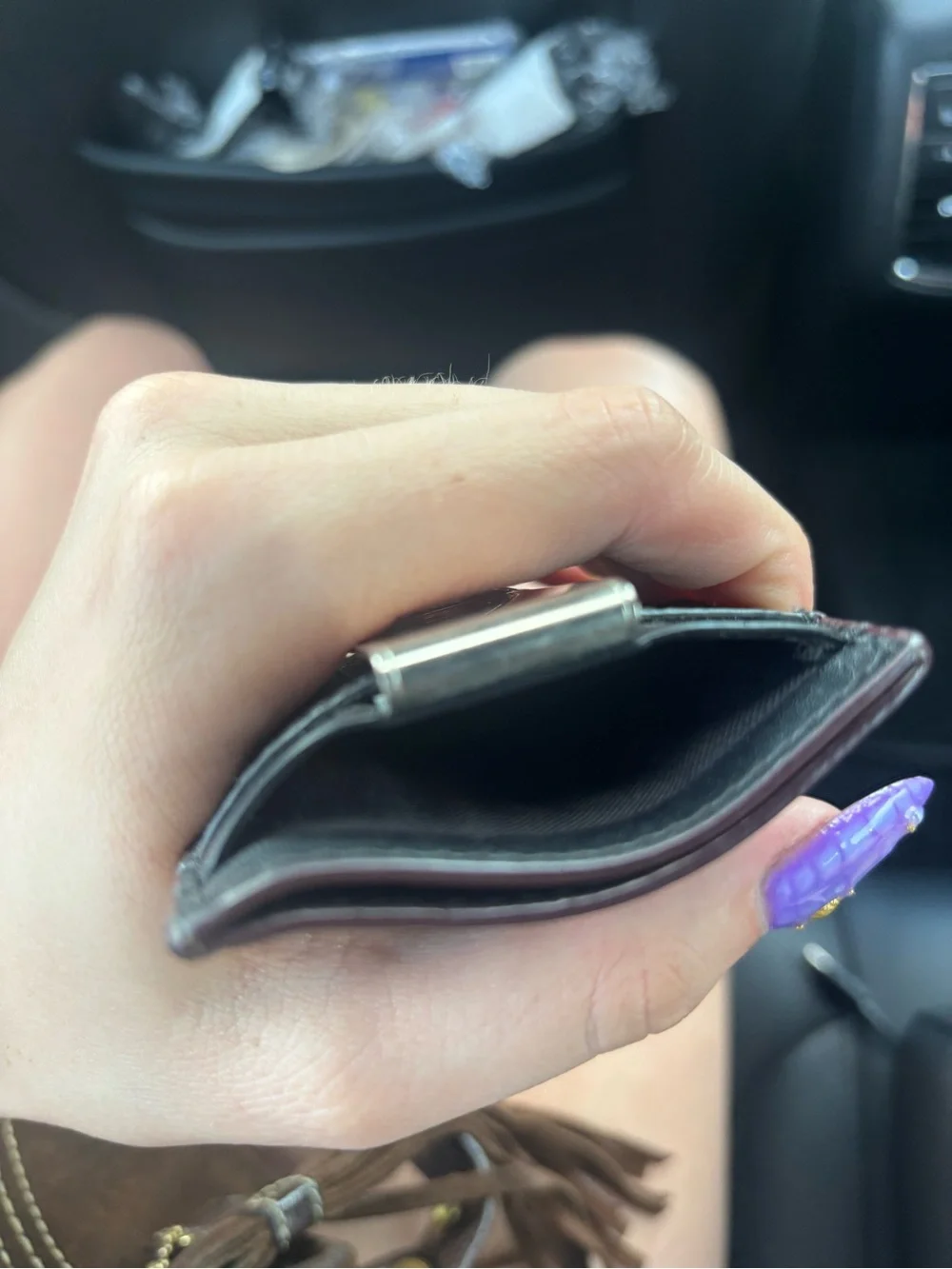 Coach Black Leather Card Holder with Silver Money Clip